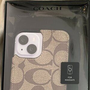 COACH Monogram iPhone 13 Phone Case Brown Folio Wallet Magsafe Brand New